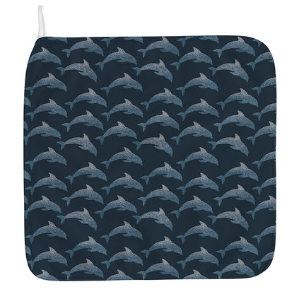 Dolphin Dot Pattern Print Hand Towel