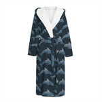 Dolphin Dot Pattern Print Hooded Bathrobe