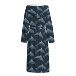 Dolphin Dot Pattern Print Hooded Bathrobe