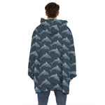 Dolphin Dot Pattern Print Hoodie Blanket