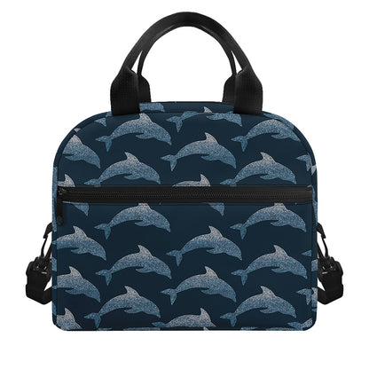 Dolphin Dot Pattern Print Insulated Lunch Bag