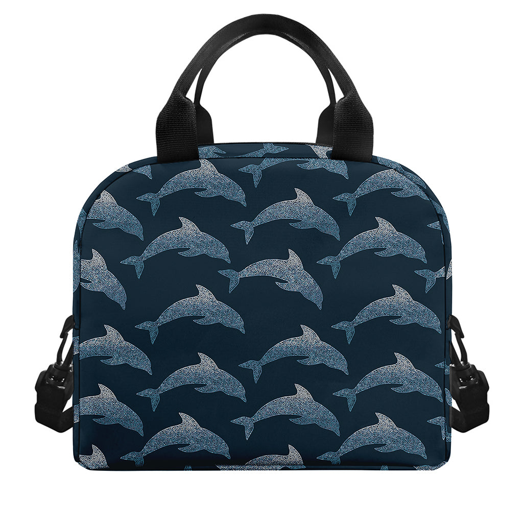 Dolphin Dot Pattern Print Insulated Lunch Bag