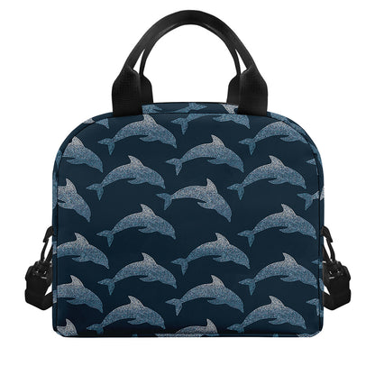 Dolphin Dot Pattern Print Insulated Lunch Bag
