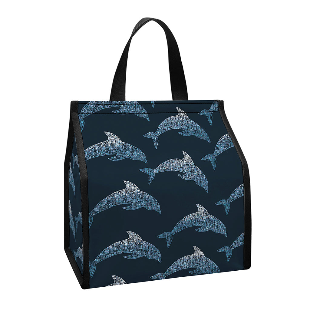 Dolphin Dot Pattern Print Insulated Lunch Tote