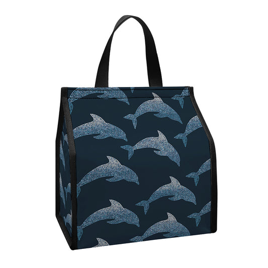 Dolphin Dot Pattern Print Insulated Lunch Tote