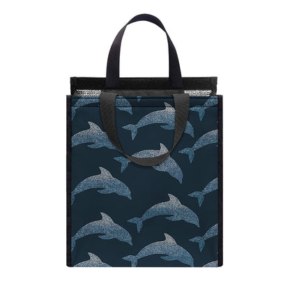 Dolphin Dot Pattern Print Insulated Lunch Tote