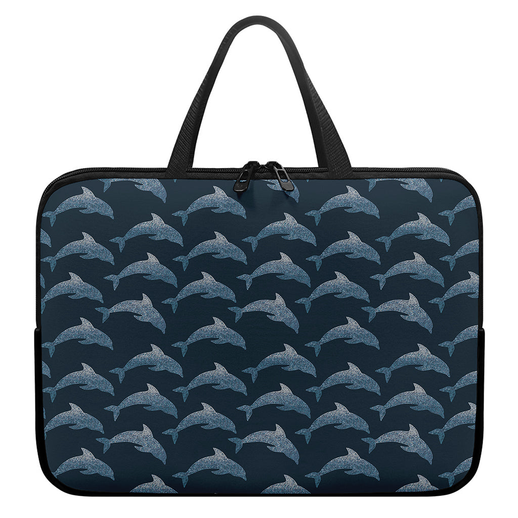 Dolphin Dot Pattern Print Laptop Sleeve With Handle