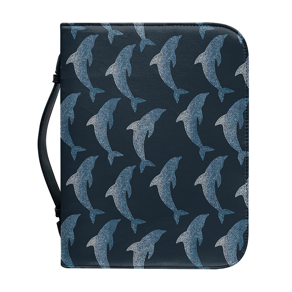 Dolphin Dot Pattern Print Leather Bible Cover