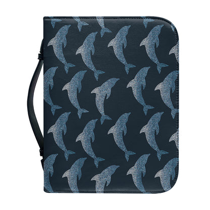 Dolphin Dot Pattern Print Leather Bible Cover