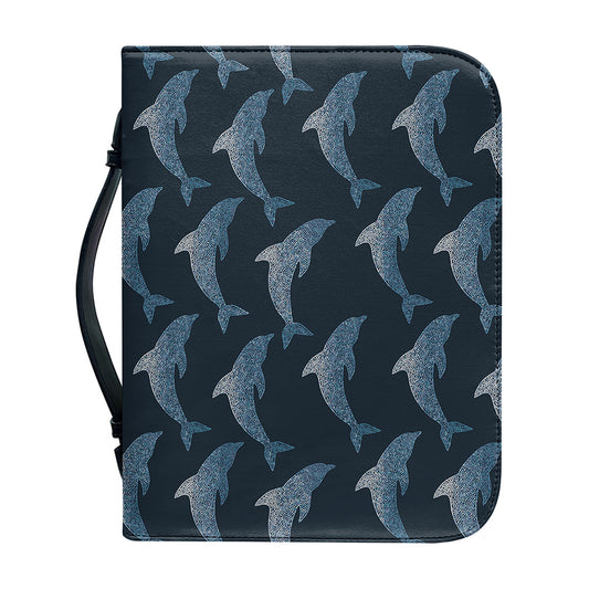 Dolphin Dot Pattern Print Leather Bible Cover