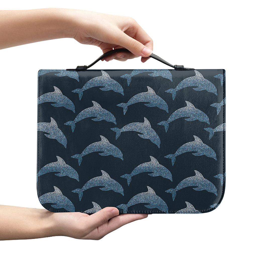 Dolphin Dot Pattern Print Leather Bible Cover