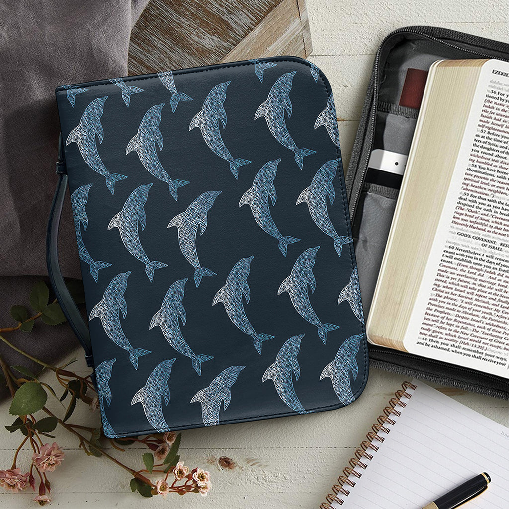 Dolphin Dot Pattern Print Leather Bible Cover