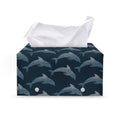 Dolphin Dot Pattern Print Leather Tissue Box Cover
