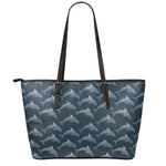 Dolphin Dot Pattern Print Leather Tote Bag