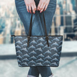 Dolphin Dot Pattern Print Leather Tote Bag