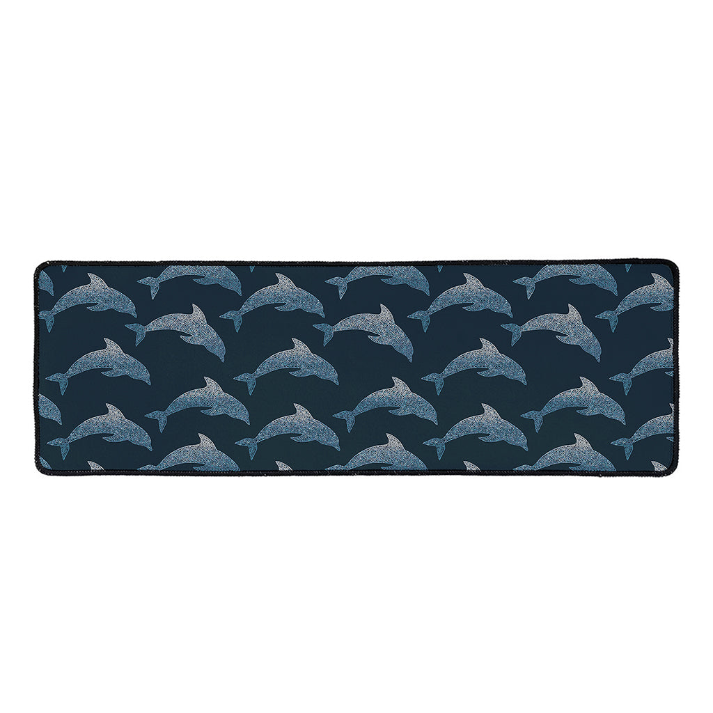 Dolphin Dot Pattern Print Long Kitchen Mat