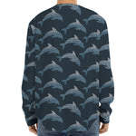 Dolphin Dot Pattern Print Long Sleeve Baseball Jersey
