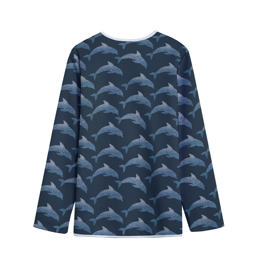 Dolphin Dot Pattern Print Long Sleeve Short Coat