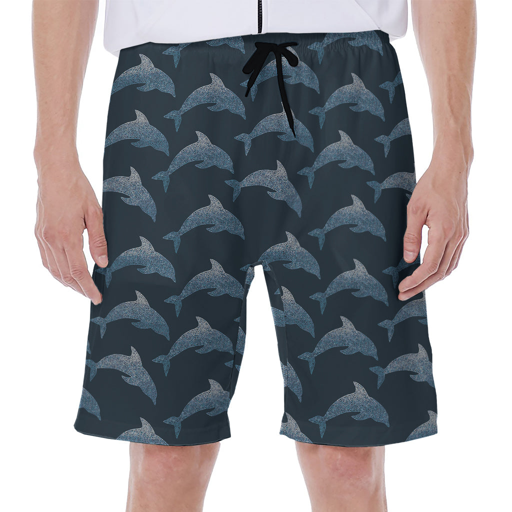 Dolphin Dot Pattern Print Men's Beach Shorts