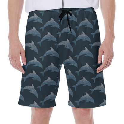 Dolphin Dot Pattern Print Men's Beach Shorts