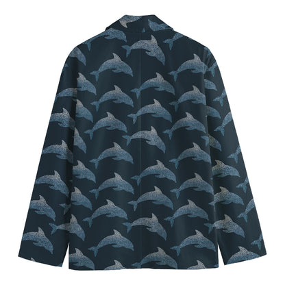 Dolphin Dot Pattern Print Men's Blazer