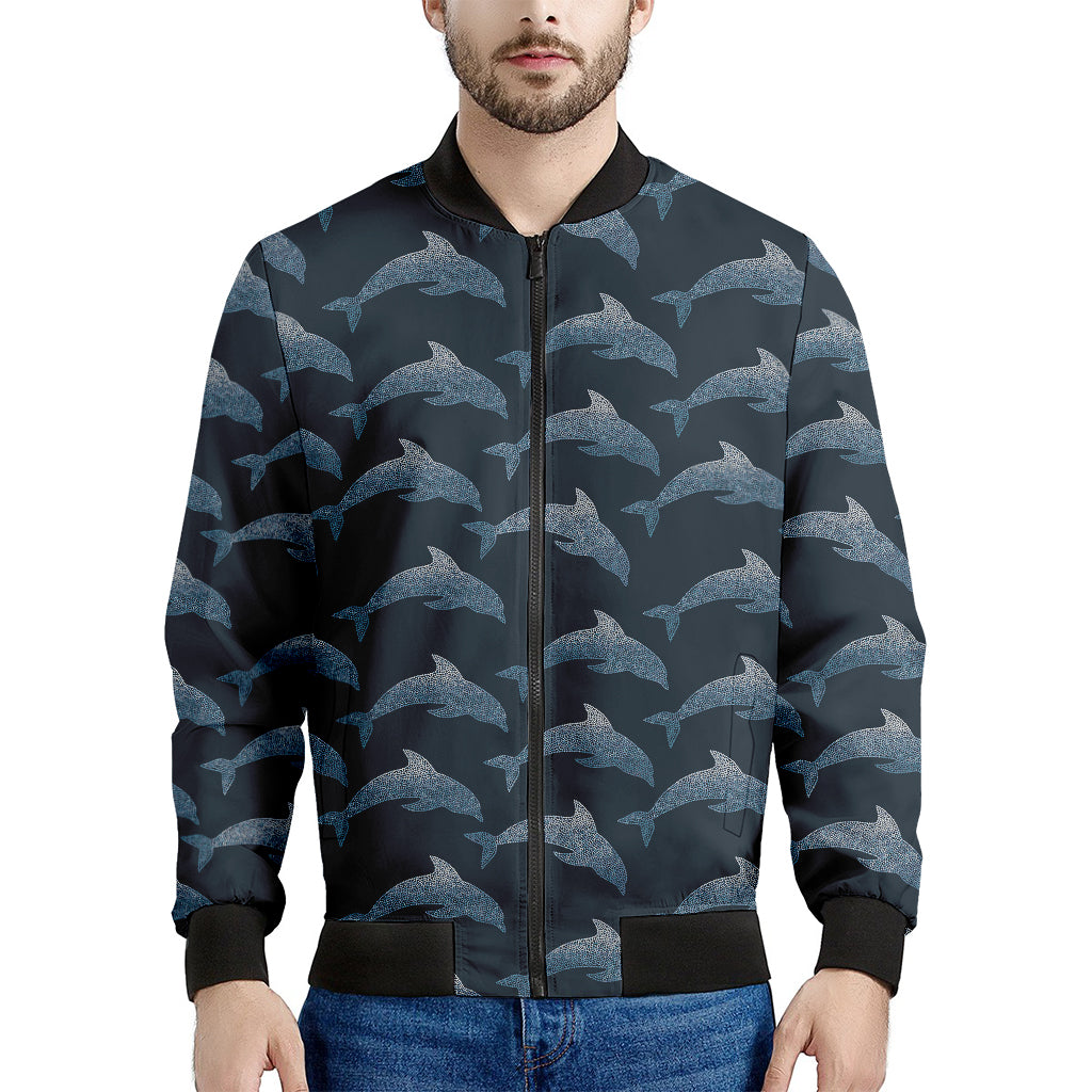 Dolphin Dot Pattern Print Men's Bomber Jacket