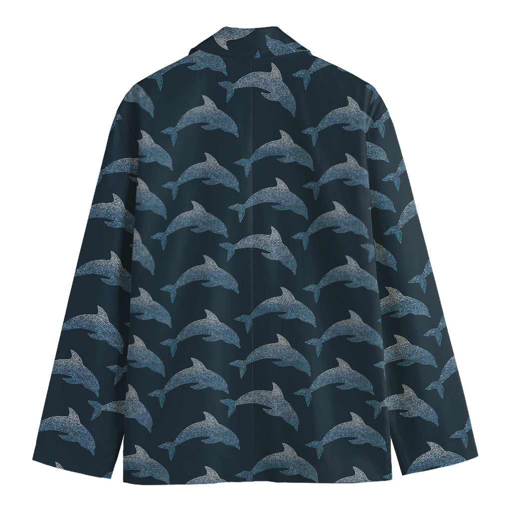Dolphin Dot Pattern Print Men's Cotton Blazer