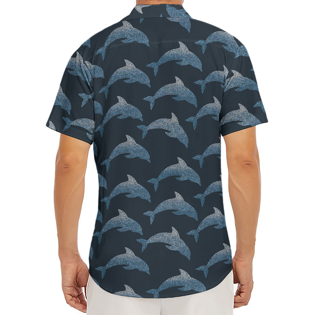 Dolphin Dot Pattern Print Men's Deep V-Neck Shirt