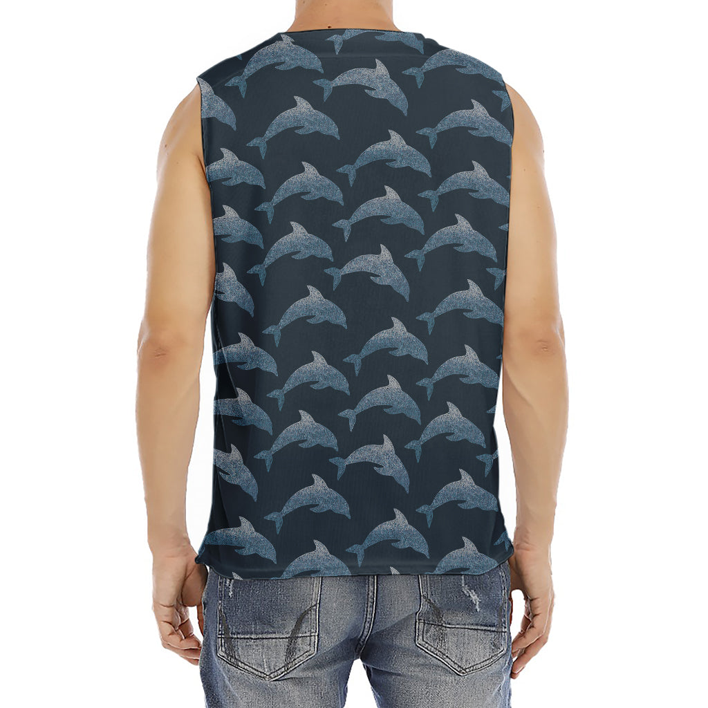 Dolphin Dot Pattern Print Men's Fitness Tank Top