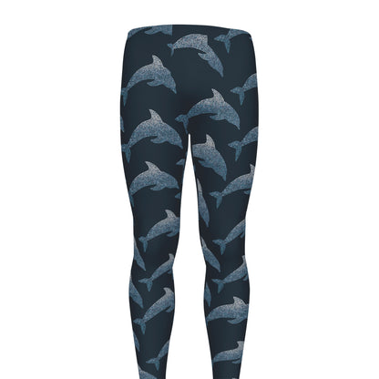 Dolphin Dot Pattern Print Men's leggings