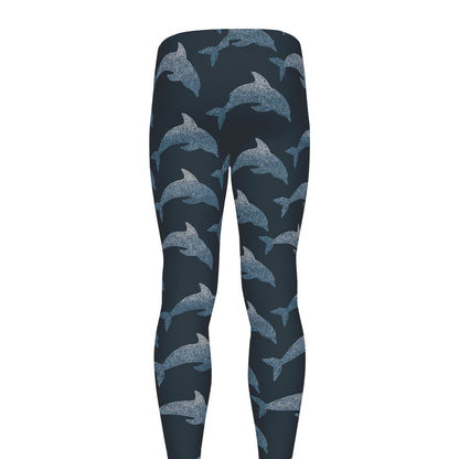 Dolphin Dot Pattern Print Men's leggings