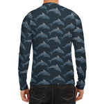 Dolphin Dot Pattern Print Men's Long Sleeve Rash Guard