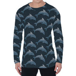 Dolphin Dot Pattern Print Men's Long Sleeve T-Shirt