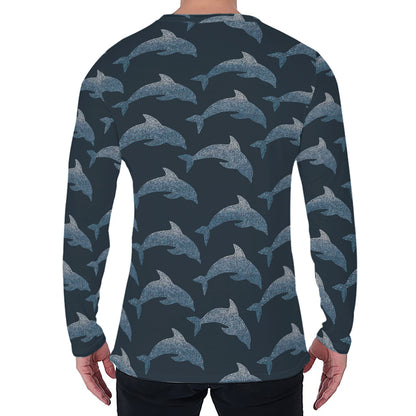 Dolphin Dot Pattern Print Men's Long Sleeve T-Shirt