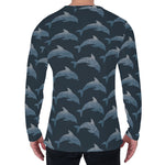 Dolphin Dot Pattern Print Men's Long Sleeve T-Shirt