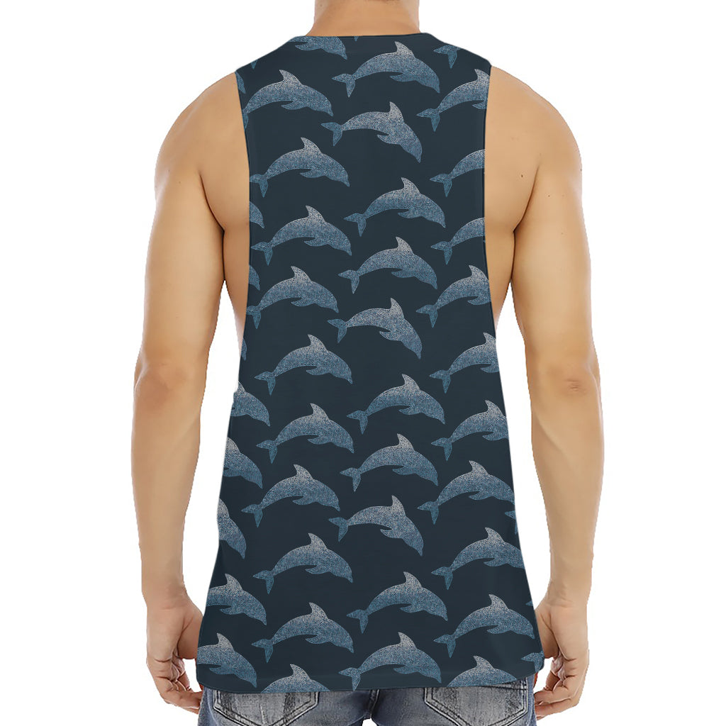 Dolphin Dot Pattern Print Men's Muscle Tank Top