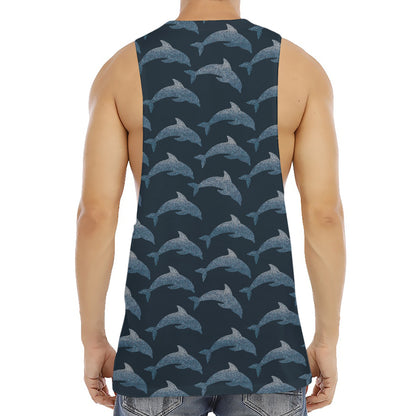Dolphin Dot Pattern Print Men's Muscle Tank Top