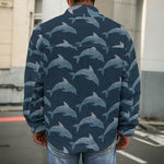 Dolphin Dot Pattern Print Men's Shirt Jacket