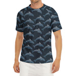 Dolphin Dot Pattern Print Men's Short Sleeve Rash Guard