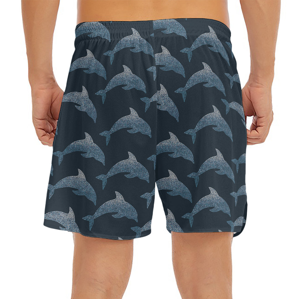 Dolphin Dot Pattern Print Men's Split Running Shorts