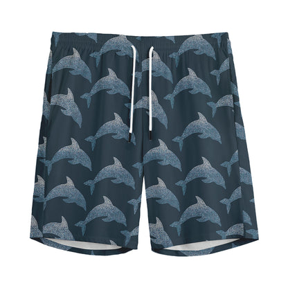 Dolphin Dot Pattern Print Men's Sports Shorts