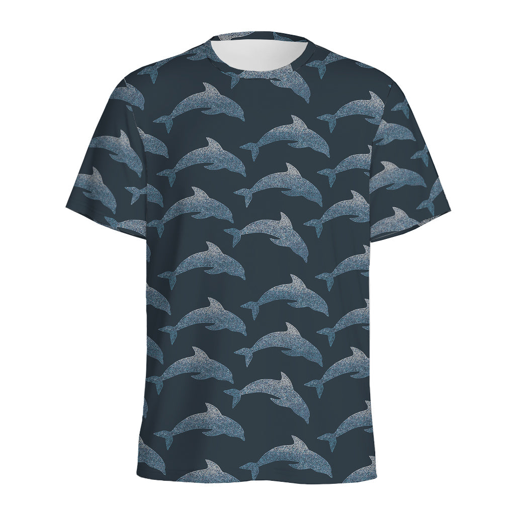 Dolphin Dot Pattern Print Men's Sports T-Shirt