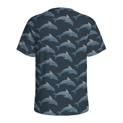 Dolphin Dot Pattern Print Men's Sports T-Shirt