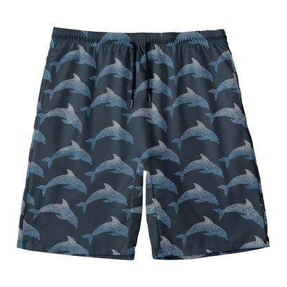 Dolphin Dot Pattern Print Men's Swim Trunks