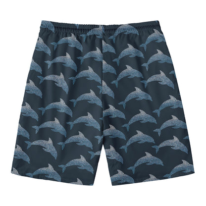 Dolphin Dot Pattern Print Men's Swim Trunks