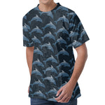 Dolphin Dot Pattern Print Men's Velvet T-Shirt