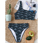 Dolphin Dot Pattern Print One Shoulder Bikini Top