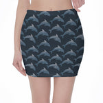 Dolphin Dot Pattern Print Pencil Mini Skirt