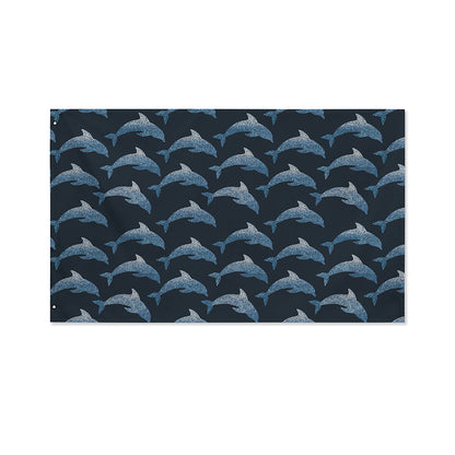 Dolphin Dot Pattern Print Polyester Flag