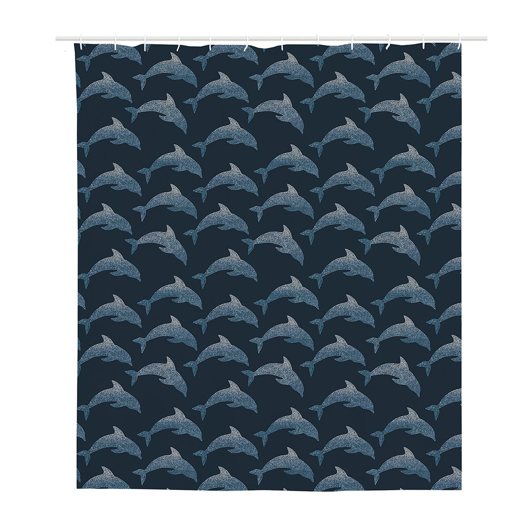 Dolphin Dot Pattern Print Polyester Shower Curtain